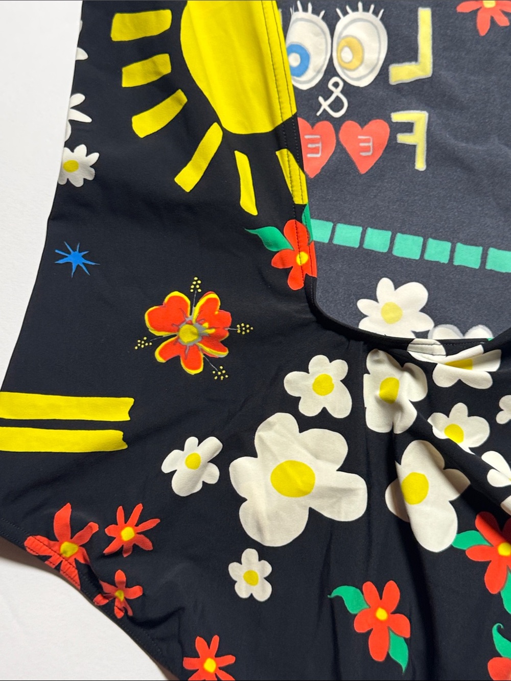 ADIDAS Originals x Pharrell Williams Black Floral Graphic One-Piece Swimsuit LG - Picture 13 of 14